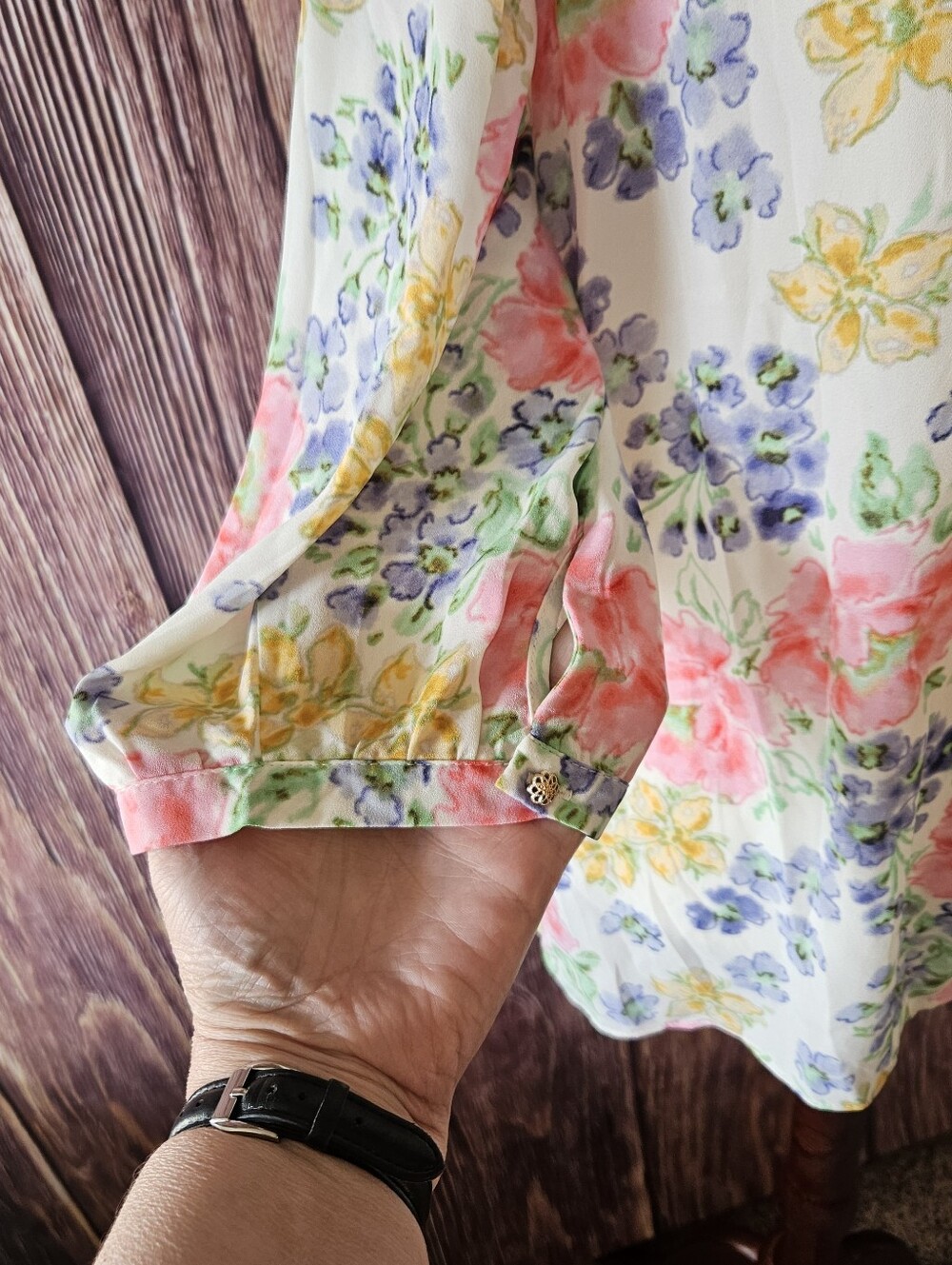 NWT Rose & Olive Georgette Button Front Floral Top Plus Size 1X - Picture 4 of 9